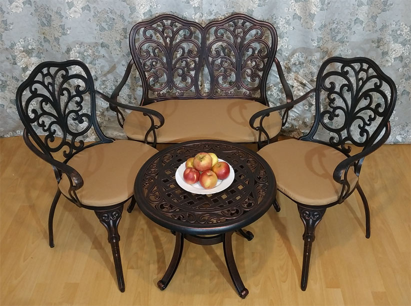 Металлическая садовая мебель литая из алюминия и чугуна для дачи и кафе, кованая мебель на крыльцо, стол для дачи, столы и кресла металлические для ландшафтного дизайна