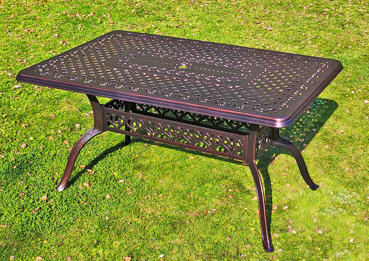 Ажурный обеденный стол из металла для сада, уличная мебель для летних кафе, ажурный чугунный кованый стол из литого алюминия, мебель HoReCa для улиц