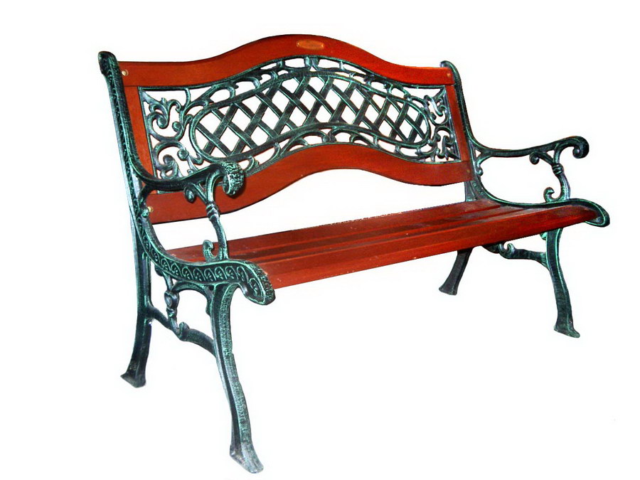Чугунная скамейка на дачу, садовая лавочка для загородного дома, лавка со спинкой, чугунная и кованая мебель для сада и дачи