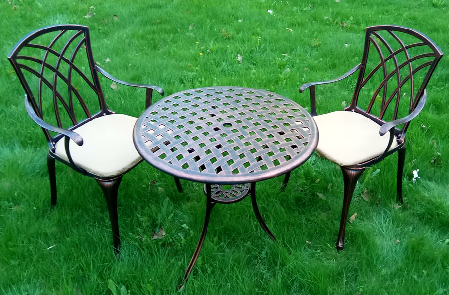 Литая мебель бистро, кресла и столы из алюминиевого сплава, барбекю мебель в беседку, металлическая садовая мебель 