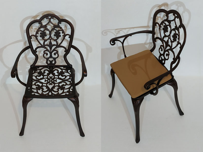 Кресло Корсика нью, стул и стол из металла на дачу, садовая мебель из литого алюминия, чугунная мебель для кафе